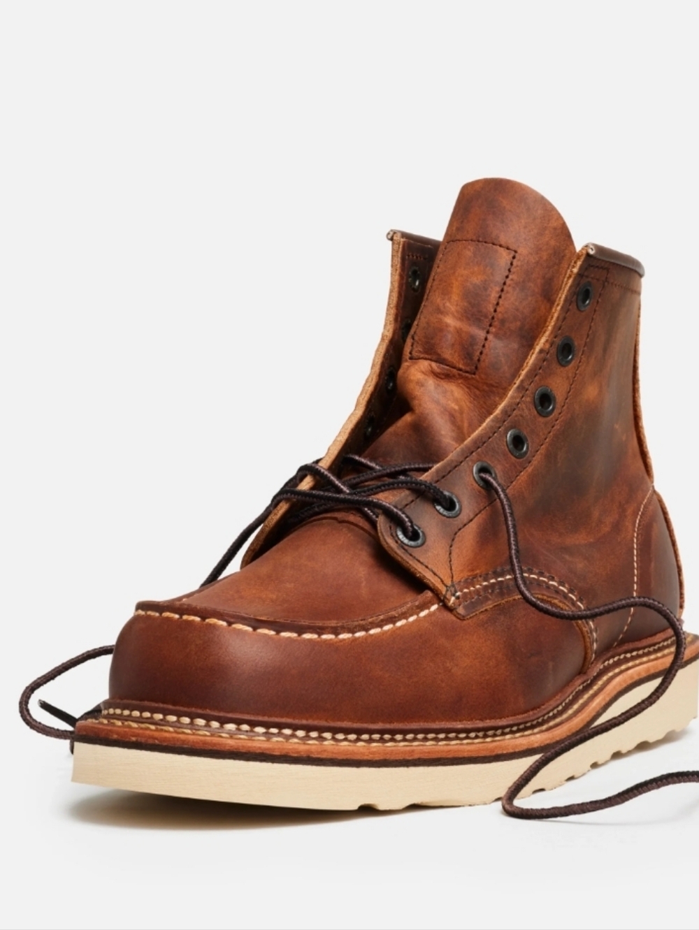 RED WING Men's Brown Leather Moc Toe Work Boots - Picture 2 of 16